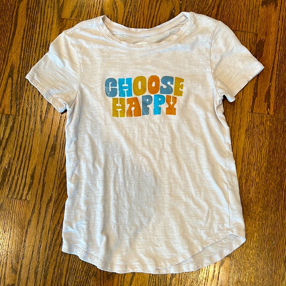 choose happy Old Navy cute graphic tee retro distressed aesthetic vintage vibes.